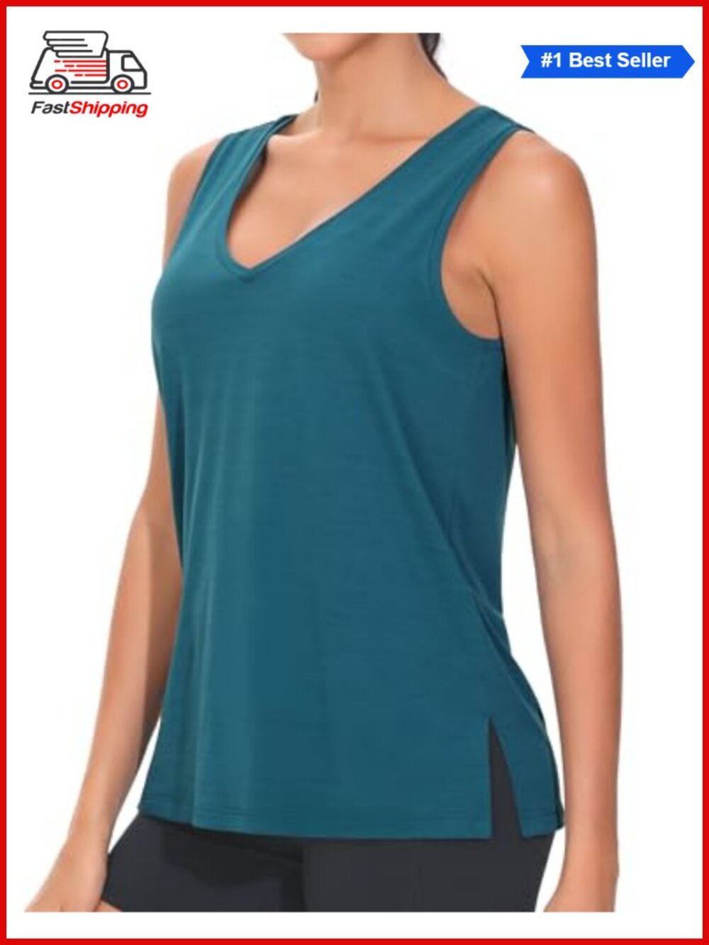 THE GYM PEOPLE Workout Tank Top Loose Fit V Neck Sleeveless Yoga Shirt